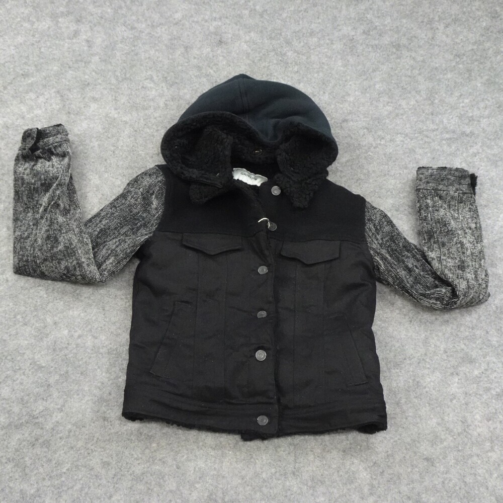 Mauro Grifoni Jacket Womens Small Sherpa Lined Hooded Black Removable Hood